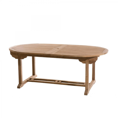 Table de jardin 10/12 personnes - ovale double extension 200/300*120 cm en bois Teck Macabane  - Macabane jardin meuble deco