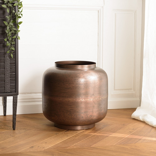 Vase largeur en Acier couleur Bronze cuivré JOHAN - Macabane - Macabane meubles