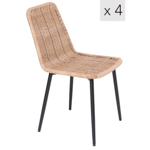 Nordlys - Lot de 4 Chaises en osier Pieds Metal  3S. x Home  - Chaise design