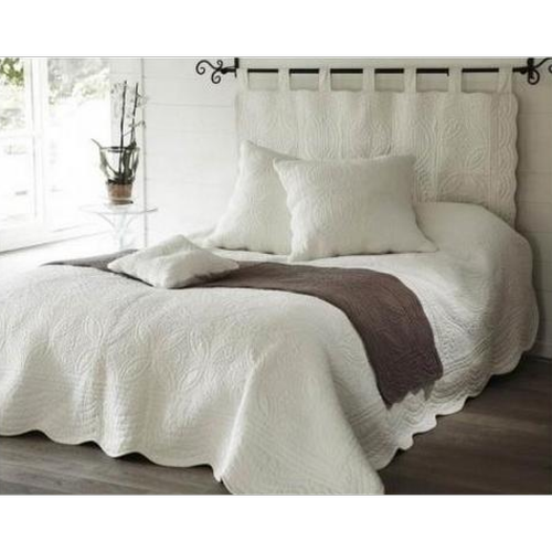 Boutis ou couvre lit uni coton - Ecru becquet  - Couvre lit