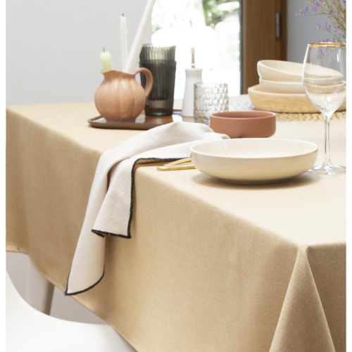 Lot de 3 serviettes de table beige ficelle  becquet  - Serviette de table