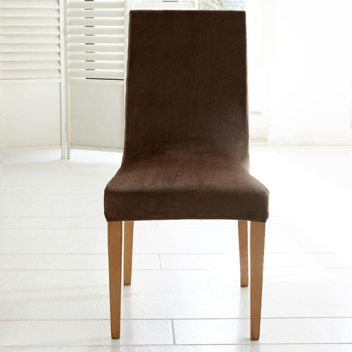Housse de chaise Extensible AME. POLAR Marron chocolat becquet  - Textile design