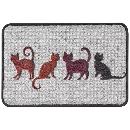 Tapis de cuisine motifs chats ASHOK 40x60 gris becquet  - Tapis rectangulaire