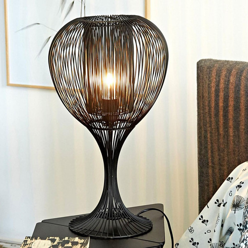 Lampe à poser en Métal Noir becquet  - Lampe bois design