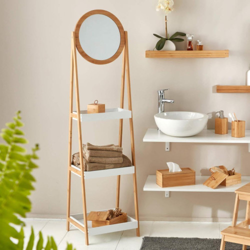 Etagère miroir à bascule de salle de bain ASTUCIO blanc becquet  - Petit accessoires salle de bain