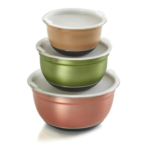 Set de 3 bols avec couvercles en Inox BOLINOX Multicolore becquet  - Accessoire cuisine design