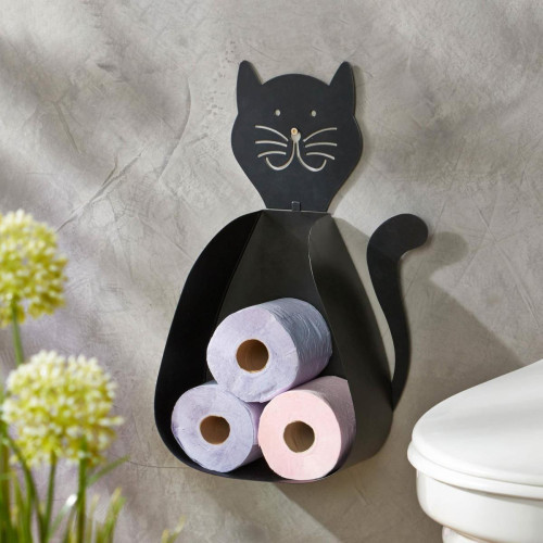 Range papier toilette en métal CHABOL Chat noir becquet  - Petit accessoires salle de bain