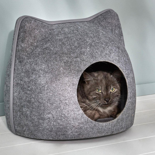 Abri pour chat en Textile Chatoune Gris - becquet - Jardin meuble deco