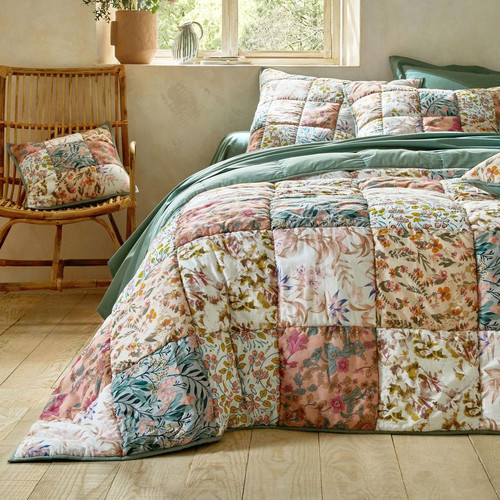 Edredon patchwork coton à motifs fleuris CLB. POETIQUE multicolore - becquet - Literie becquet