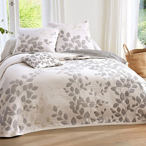 Housse d'oreiller imprimé à motifs fleuris CL.FANNY Grise - becquet - Linge de lit