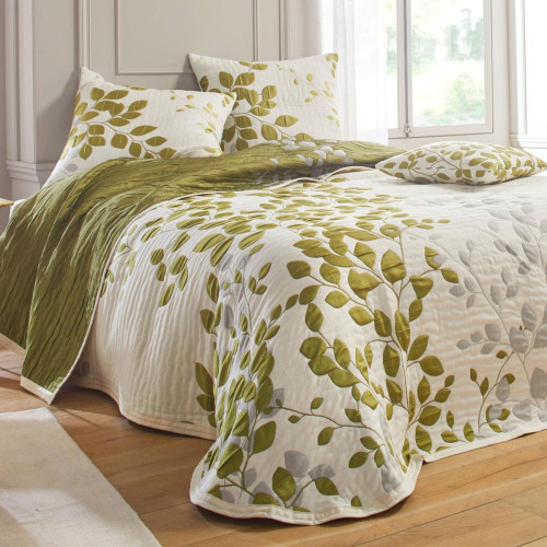 Housse d'oreiller à motifs fleuris CL.FANNY DOU Vert becquet  - Nouveautes chambre lit
