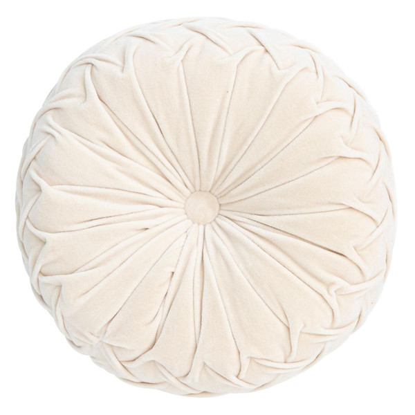 Coussin Rond Velours Beige