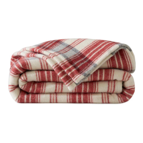 Couverture chaude rose en laine AVORIAZ   - becquet - Linge de lit