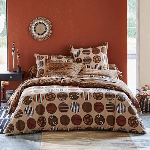 Housse de couette double face en coton marron AFRICAN CRAFT  - becquet - Chambre lit