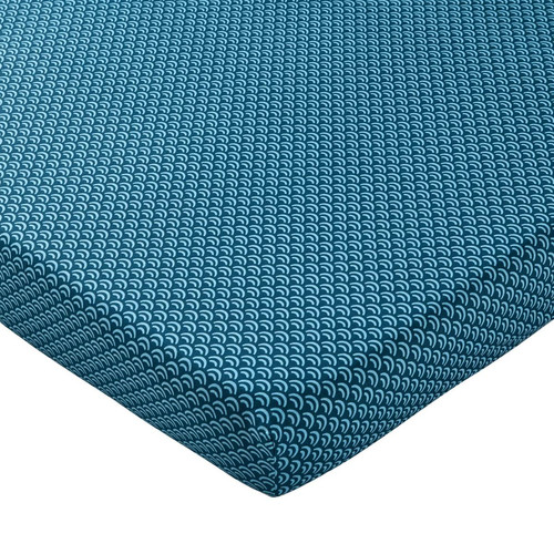 Drap housse en coton imprimé motifs cravattes bleu DR LOUIS - becquet - Nouveautes deco design