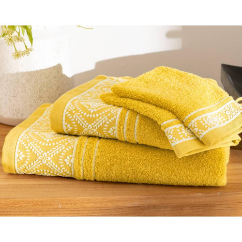 Drap de bain  BYSANTINE jaune en coton  becquet  - Serviette draps de bain