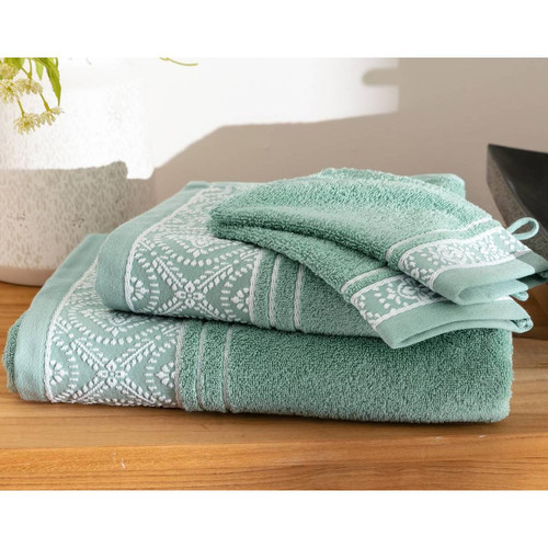 Drap de bain  BYSANTINE vert en coton  becquet  - Serviette draps de bain