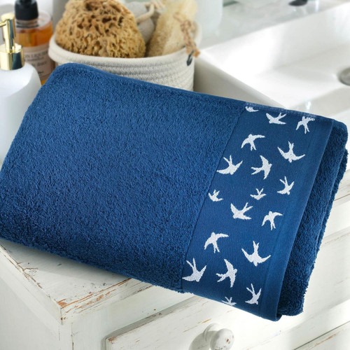 Drap de bain bleu marine en coton VOLHIRONDELLE   - becquet - Tout le linge de bain