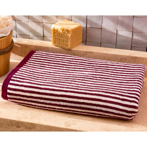 Drap de bain CHARLIE violet aubergine en coton becquet  - Serviette draps de bain