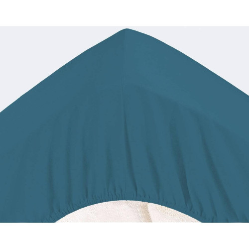 Drap-housse Grands Bonnets 32 cm bleu canard en percale