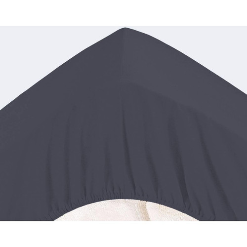 Drap-housse Grands Bonnets 32 cm gris foncé en percale - becquet - Linge de lit
