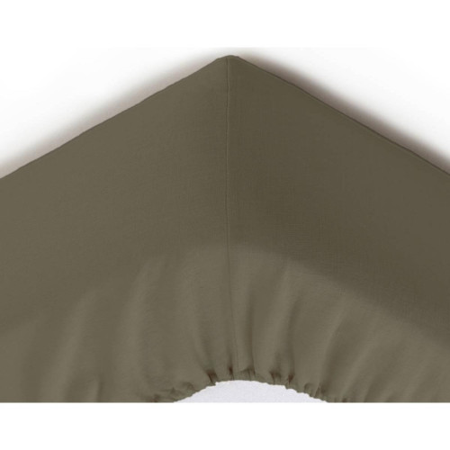 Drap-housse Grands Bonnets 32 cm kaki en lin - becquet - Promos chambre lit