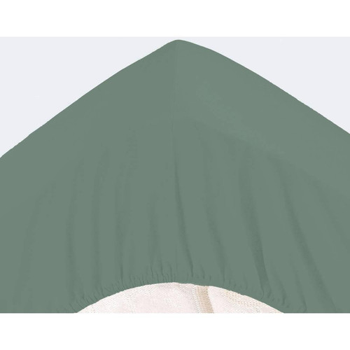 Drap-housse Grands Bonnets 32 cm vert en percale becquet  - Chambre lit