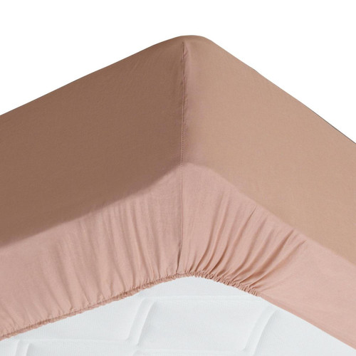 Drap-housse Grand Bonnet rose blush en lin lavé 90x200  - becquet - Chambre lit