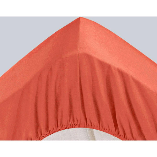 Drap-housse Super Grands Bonnets 40 cm orange en coton - becquet - Drap housse