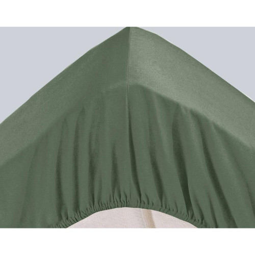 Drap-housse Super Grands Bonnets 40 cm vert foncé en coton