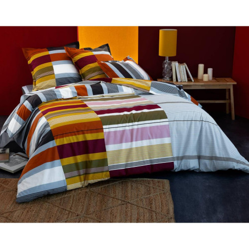 Drap plat  ENZO multicolore en coton  - becquet - Chambre lit
