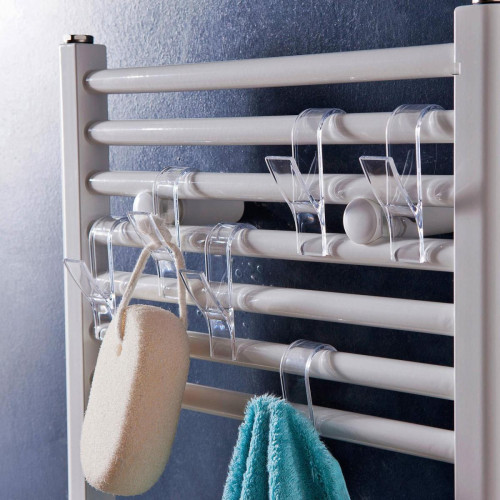 6 Crochets radiateur DUEL Transparent becquet  - Accessoire salle de bain design