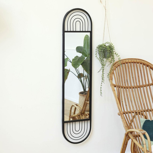 Miroir allongé en métal EDDY Noir becquet  - Miroir bois design