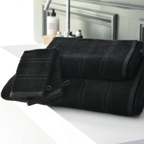 Drap de bain coton velours éponge noir ALICIASERV  - becquet - Becquet meuble & déco