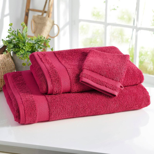 Serviette de toilette en coton ATLANTIQUE Rose fuchsia - becquet - Serviette draps de bain