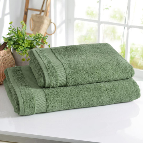 Serviette de toilette en coton ATLANTIQUE Vert tilleul - becquet - Serviette draps de bain