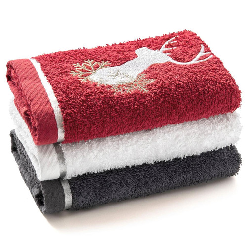 Lot de 3 serviettes invité en coton éponge multicolore CERFEPONGE  becquet  - Serviette draps de bain