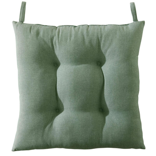 Galette de chaise coton chiné verte CABOURG - becquet - Deco luminaire becquet
