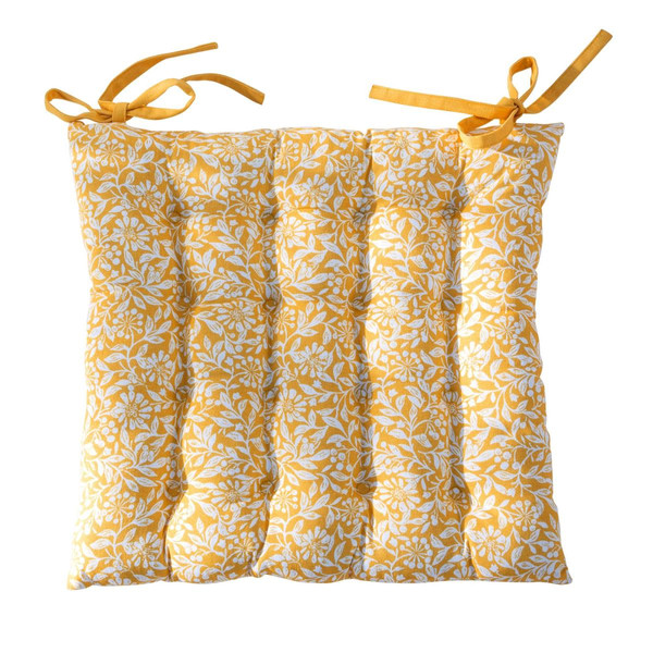 Galette de chaise motifs fleurettes jaune FLORA