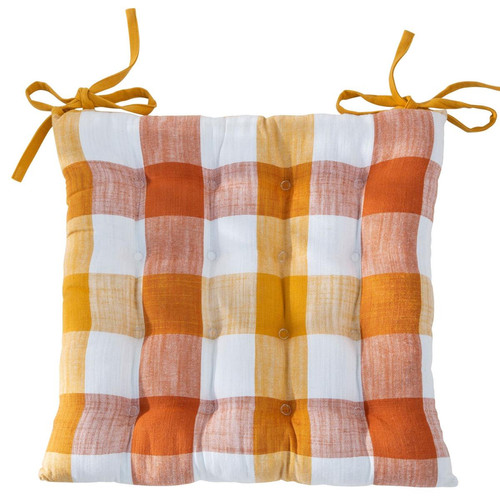 Galette de chaise Orange Terracotta MADRAS  becquet  - Textile design