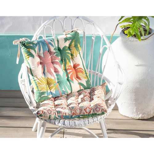 Galette de chaise OASIS multicolore en coton becquet  - Inspiration jungle