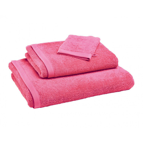 Lot de 2 Gants de toilette rose framboise LAUREAT 15x21 cm en coton - Gant de toilette