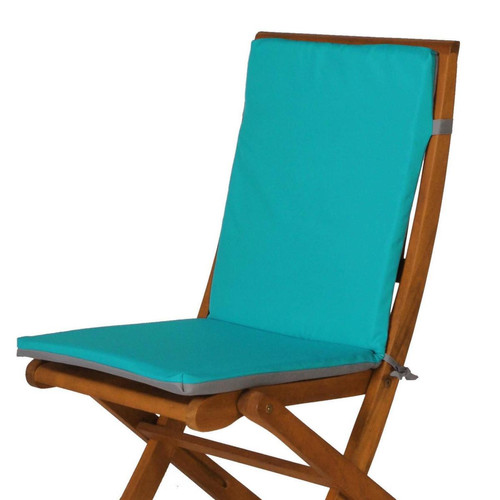 Galette de fauteuil Outdoor bleu turquoise becquet  - Galette de chaise