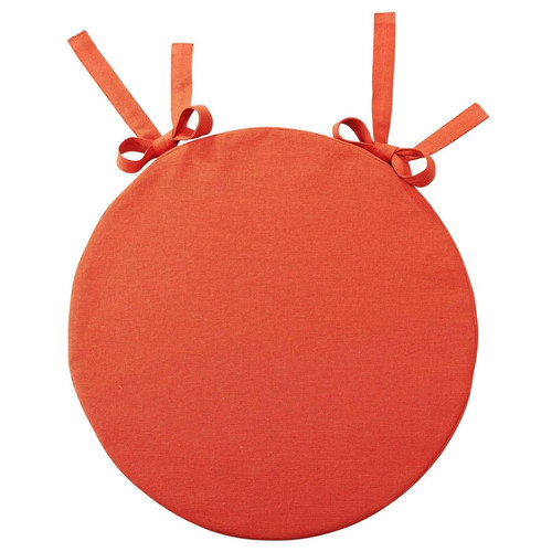 Lot de 2 Galettes de chaise en coton enduit PANGA Orange Corail - becquet - Becquet meuble & déco