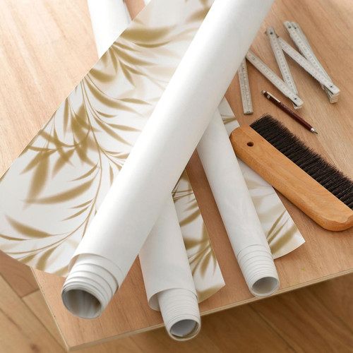 Papier peint motif vegétal panoramique GRAMINA beige