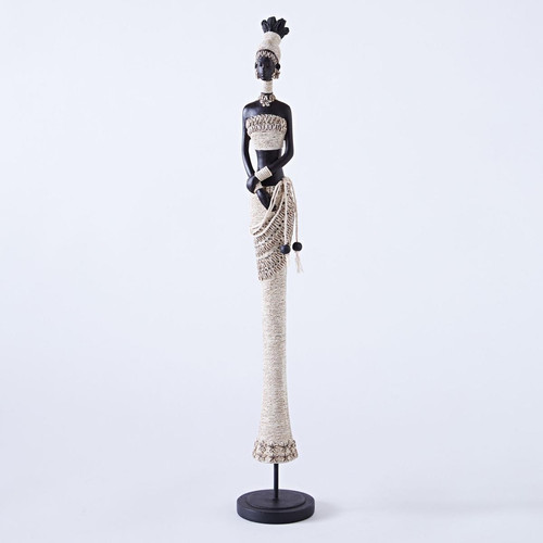 Statuette Africaine mains croisées en Résine HASNA Blanc becquet  - Nouveautes deco luminaire