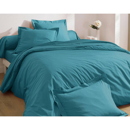 Housse de couette Uni bleu canard en percale - becquet - Linge de lit