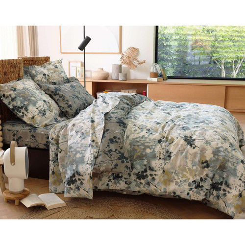 Housse de couette réversible CYANO multicolore en coton - Nouveautes chambre lit