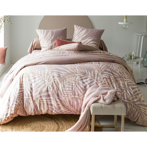 Housse de couette réversible LAURE rose en coton - becquet - Promos chambre lit