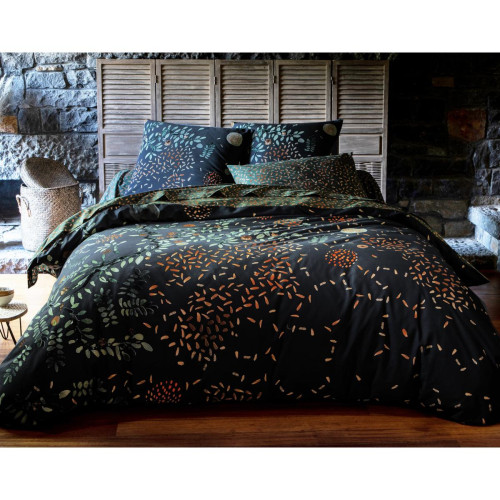 Housse de couette réversible MAGIC FOREST vert en coton - becquet - Linge de lit